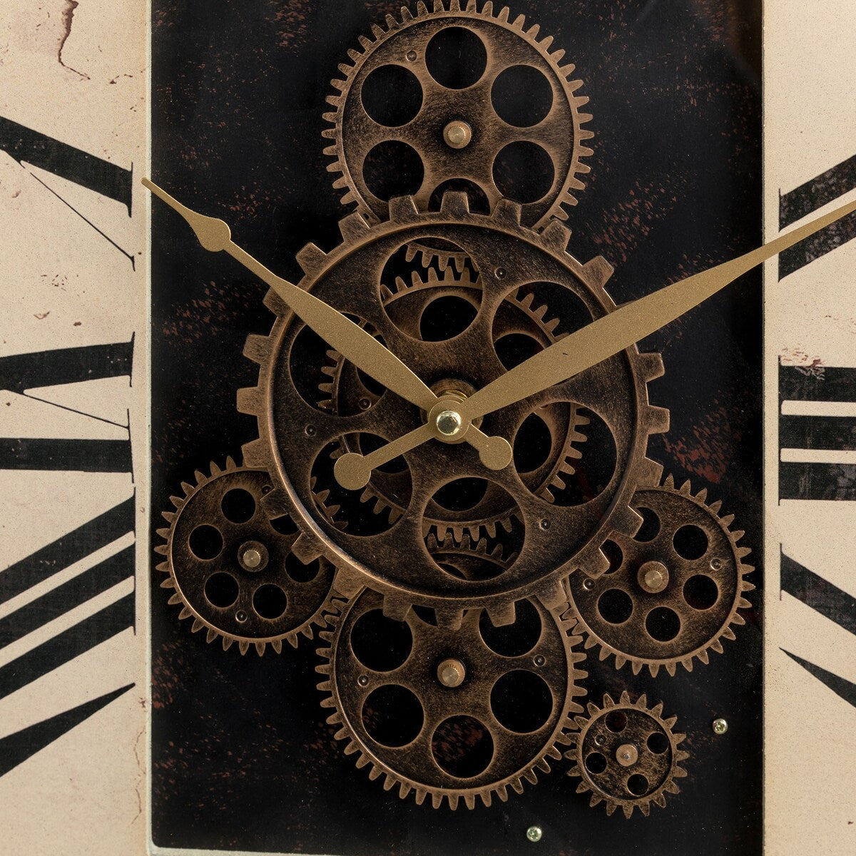 Glitzhome 23.75"H Vintage Rectangle Gear Wall Clock