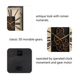 Glitzhome 23.75"H Vintage Rectangle Gear Wall Clock