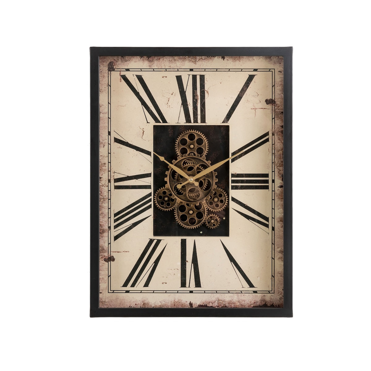 Glitzhome 23.75"H Vintage Rectangle Gear Wall Clock