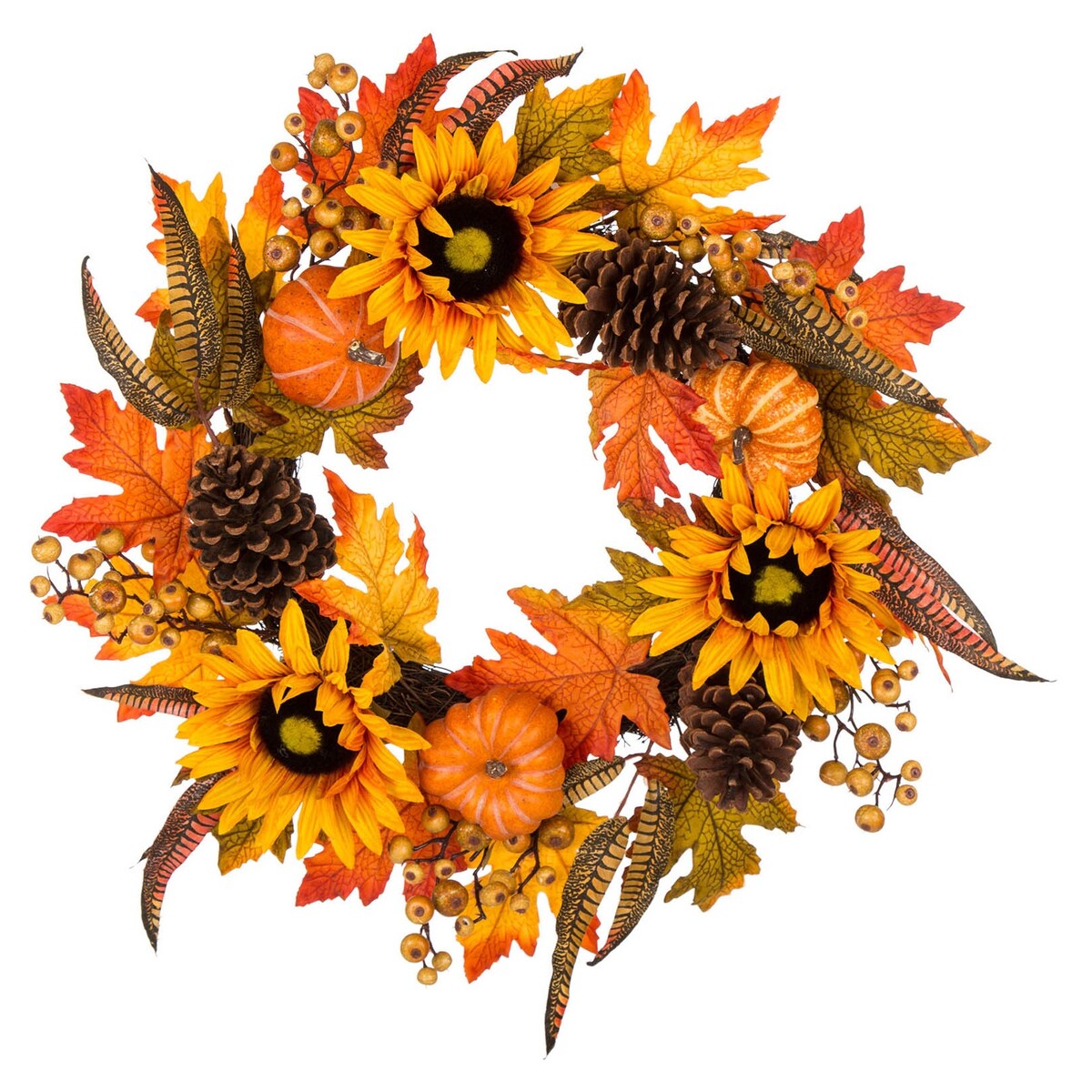 Glitzhome 24"D Yellow Orange Sunflower Wreath