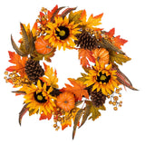Glitzhome 24"D Yellow Orange Sunflower Wreath