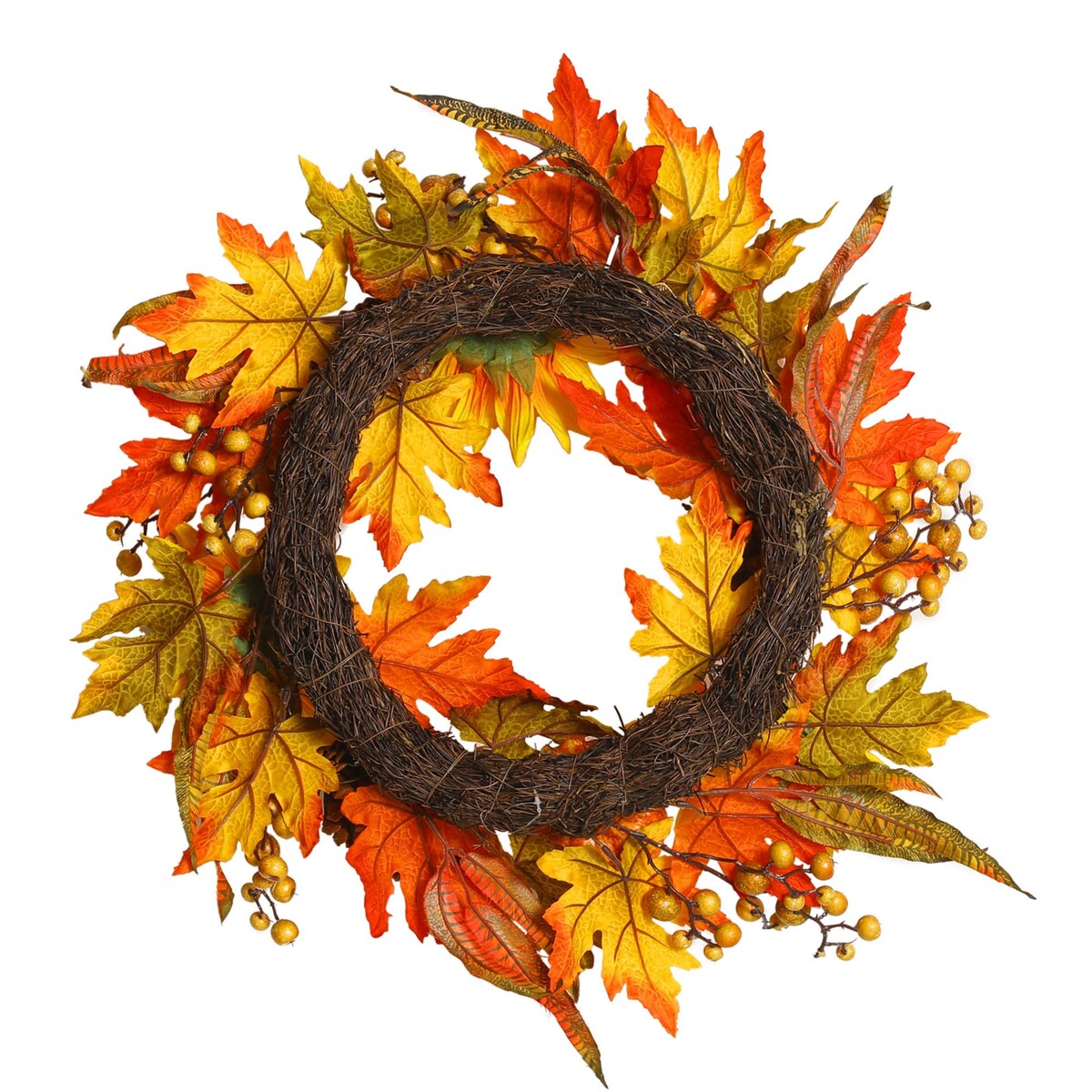 Glitzhome 24"D Yellow Orange Sunflower Wreath