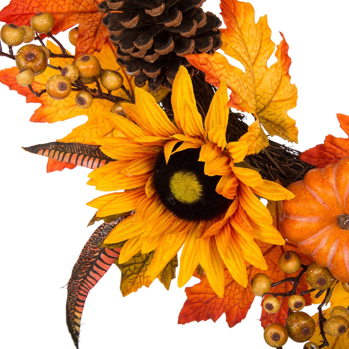Glitzhome 24"D Yellow Orange Sunflower Wreath