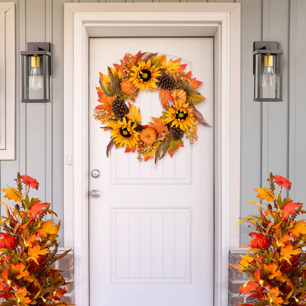 Glitzhome 24"D Yellow Orange Sunflower Wreath