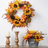 Glitzhome 24"D Yellow Orange Sunflower Wreath