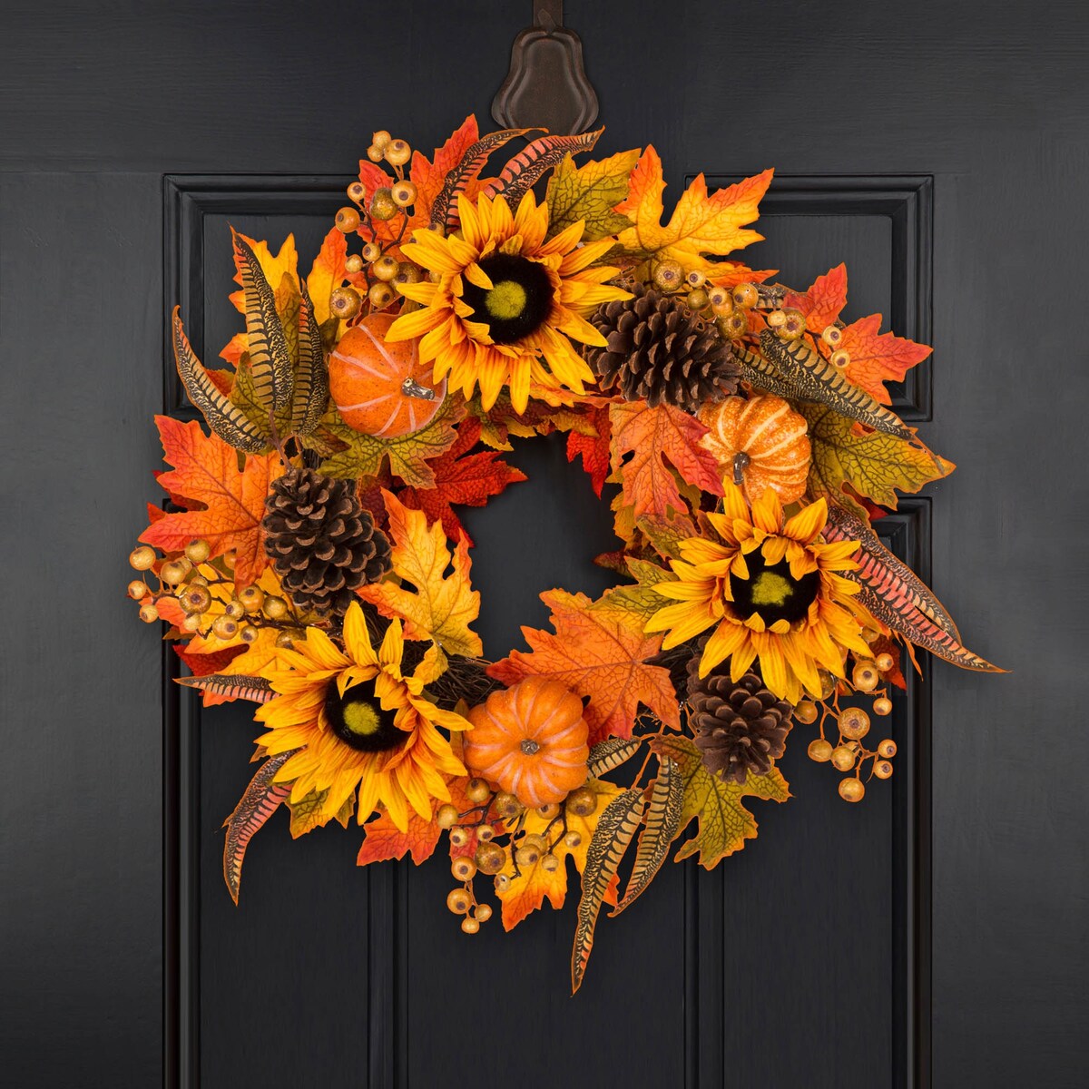 Glitzhome 24"D Yellow Orange Sunflower Wreath