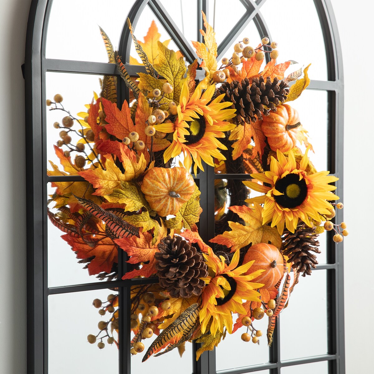 Glitzhome 24"D Yellow Orange Sunflower Wreath