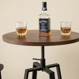 Glitzhome 3-piece Industrial Pub Set Height Adjustable Bar Table and Round Stools