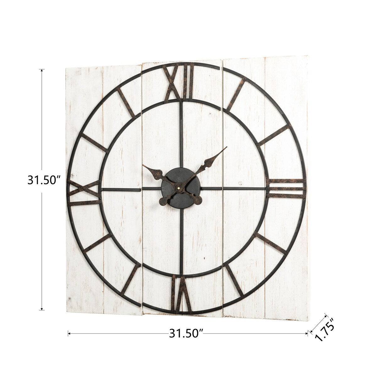 Glitzhome 31.50"D Oversized Farmhouse Wooden/Metal Wall Clock