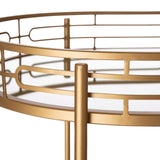 Glitzhome Metallic Gold 2-Tier Serving Bar Cart with Mirrored Glass