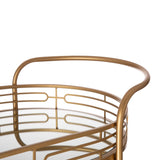 Glitzhome Metallic Gold 2-Tier Serving Bar Cart with Mirrored Glass