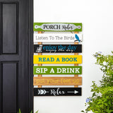 Glitzhome 36"H Oversized Colorful Wooden Slats Porch Spring Rules Sign Wall Decor