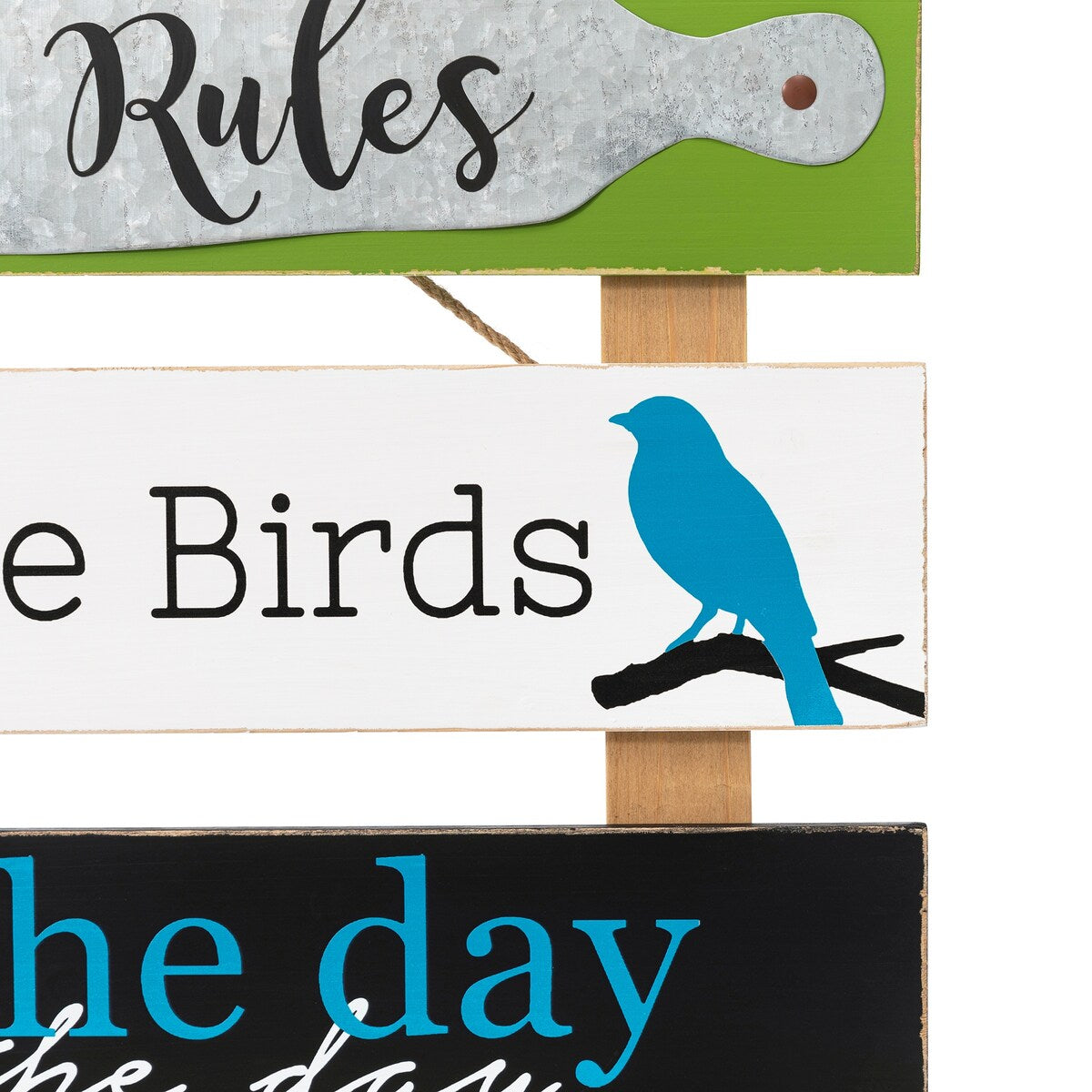 Glitzhome 36"H Oversized Colorful Wooden Slats Porch Spring Rules Sign Wall Decor