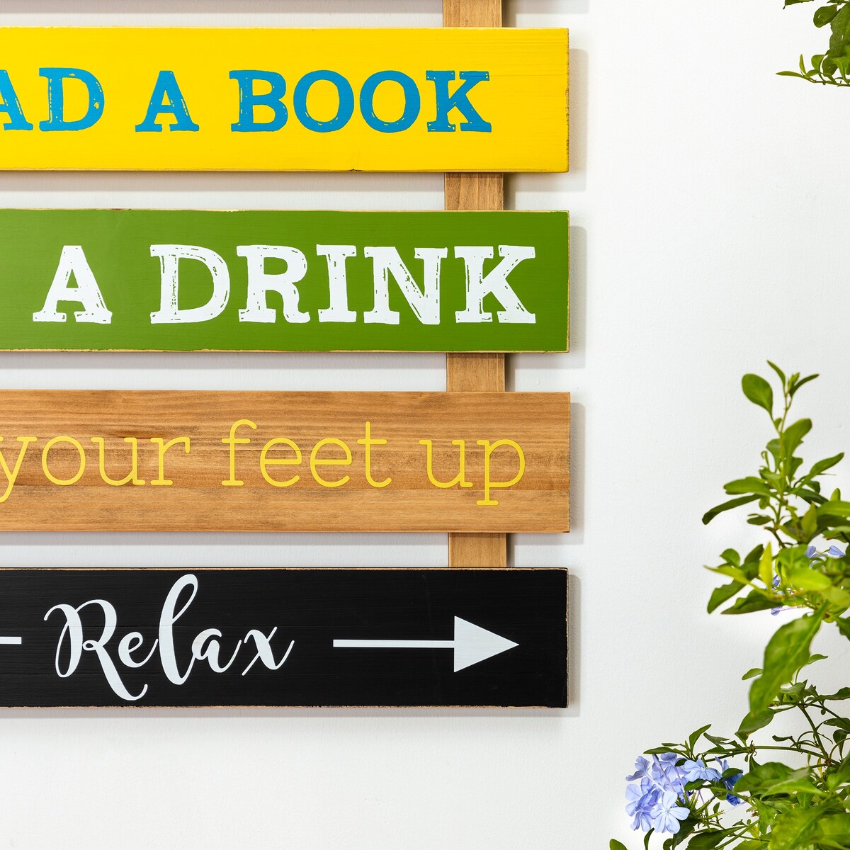 Glitzhome 36"H Oversized Colorful Wooden Slats Porch Spring Rules Sign Wall Decor
