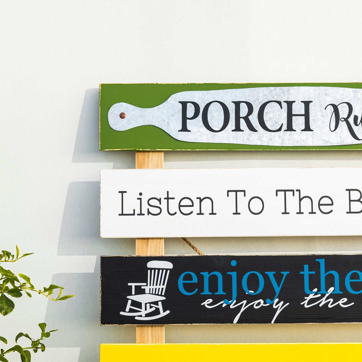 Glitzhome 36"H Oversized Colorful Wooden Slats Porch Spring Rules Sign Wall Decor