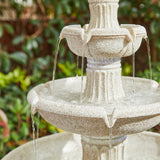 Glitzhome 45.25"H Oversized Sand Beige Terrazzo Resin 3-Tier Lighted Outdoor Fountain
