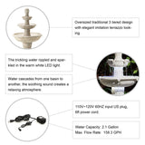 Glitzhome 45.25"H Oversized Sand Beige Terrazzo Resin 3-Tier Lighted Outdoor Fountain