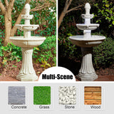 Glitzhome 45.25"H Oversized Sand Beige Terrazzo Resin 3-Tier Lighted Outdoor Fountain