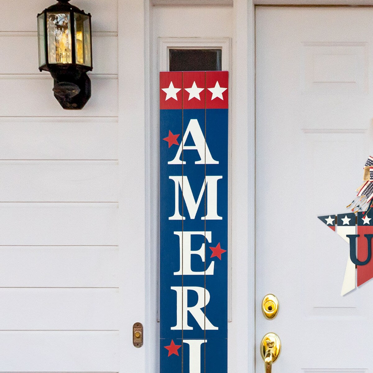 Glitzhome 60"H Wooden Patriotic America Porch Sign
