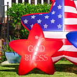 Glitzhome 6ft Lighted Patriotic Stars Inflatable Garden Decor