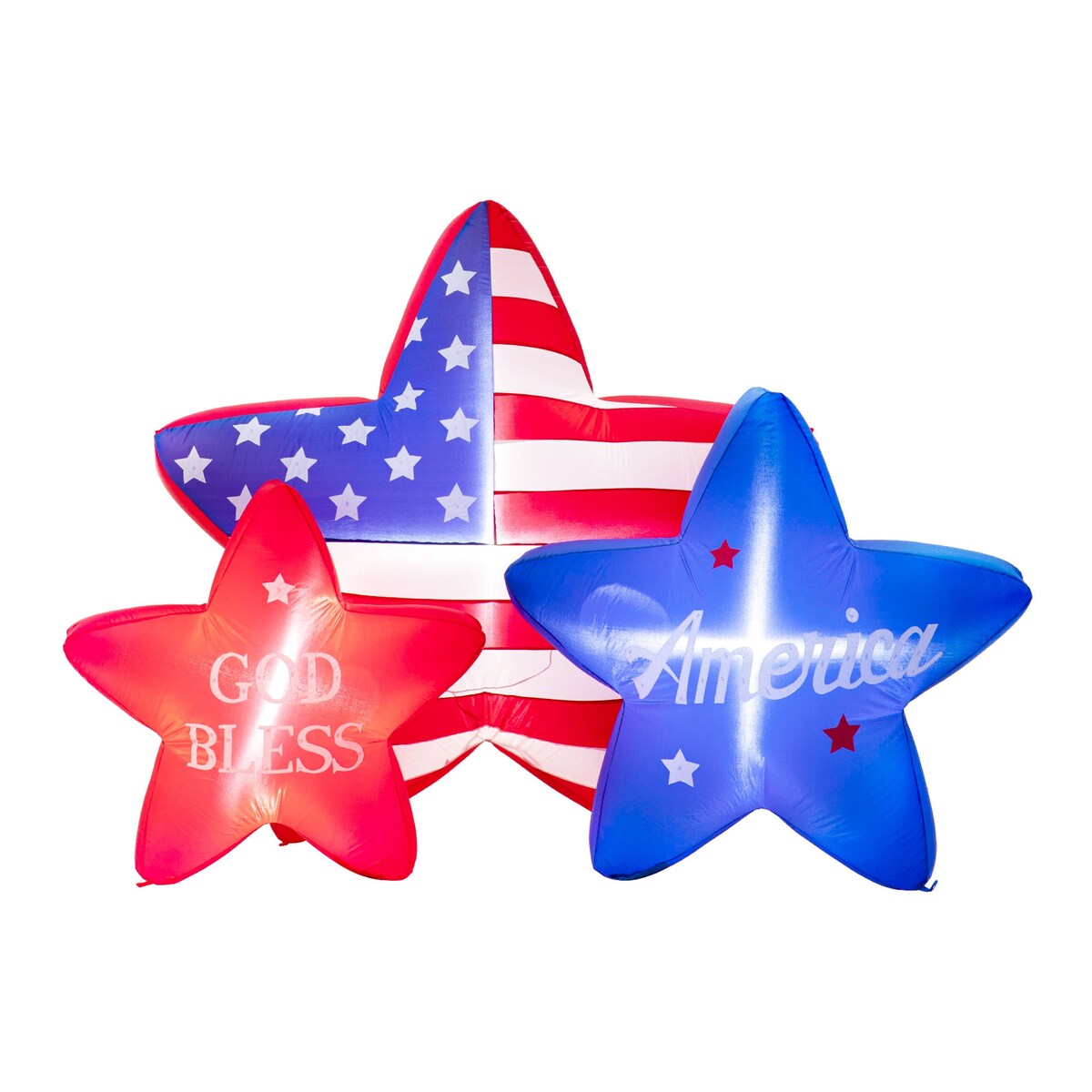 Glitzhome 6ft Lighted Patriotic Stars Inflatable Garden Decor