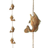 Glitzhome 8.5ft Faux Copper Patina Finish Fish Shaped Rain Chain with Clip