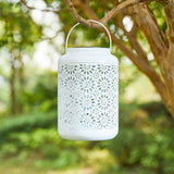 Glitzhome Set of 2 Metal Flower Solar Powered Outdoor Hanging Lantern