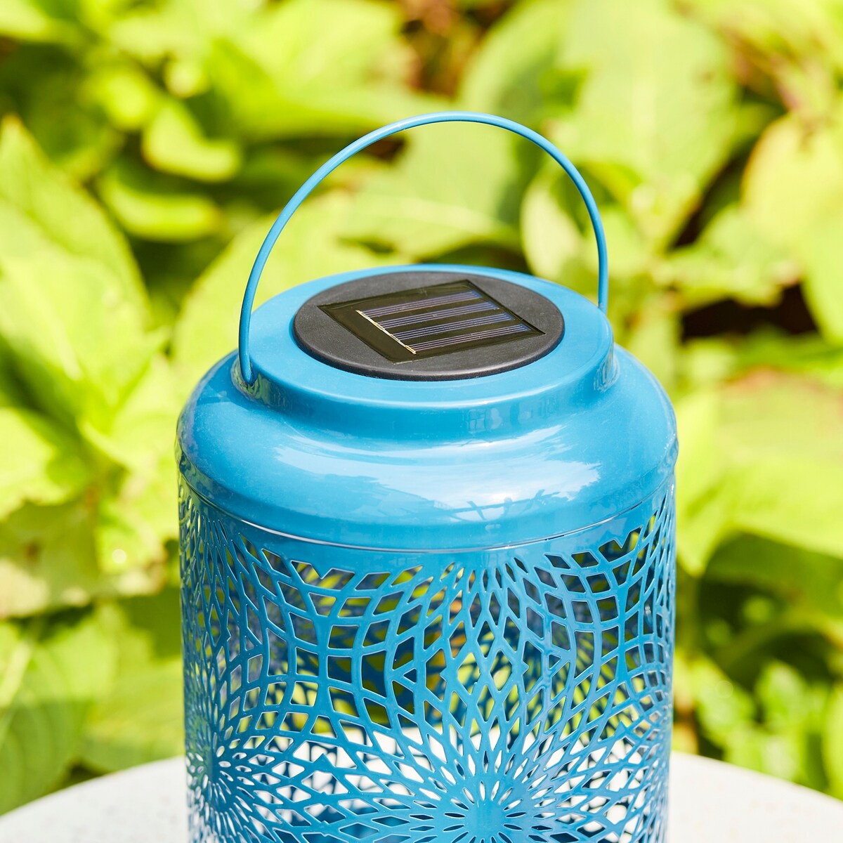 Glitzhome Set of 2 Metal Cutout Solar LED Outdoor Waterproof Hanging Lanterns