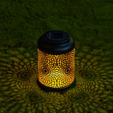 Glitzhome Set of 2 Metal Cutout Solar LED Outdoor Waterproof Hanging Lanterns