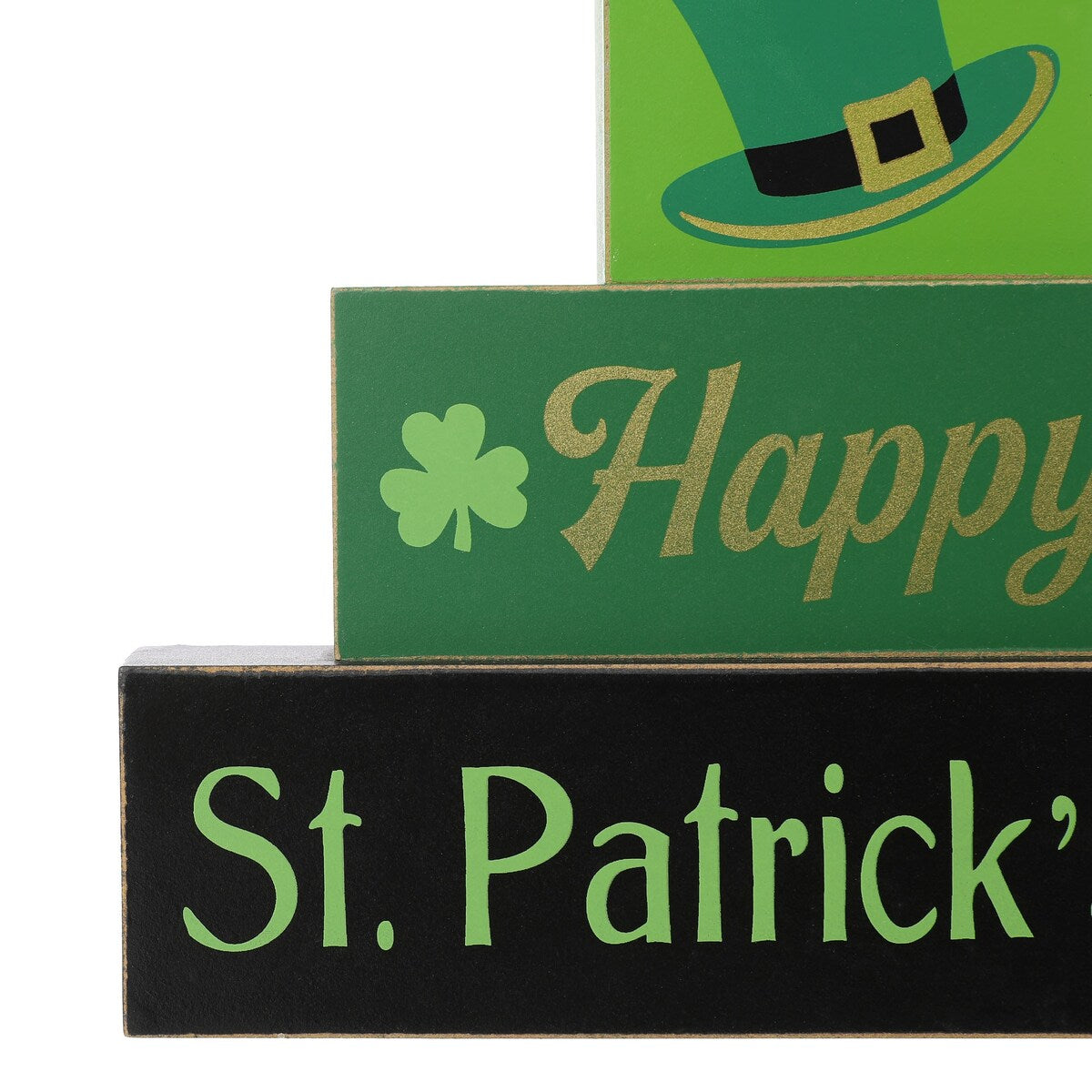 Glitzhome 9.5"L St. Patrick's Wooden Block Table Sign