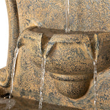 Glitzhome European 2-Tier Sculptural Resin LED Outdoor Wall/Floor Fountains