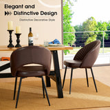 Glitzhome Mid-Century Modern Quilted PU Leather Dining Side Chair with Metal Tapered Legs