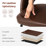 Glitzhome Mid-Century Modern Quilted PU Leather Dining Side Chair with Metal Tapered Legs