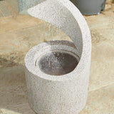 Glitzhome Modern Minimalist Spiral LED Polyresin Outdoor Fountain with Small Planter