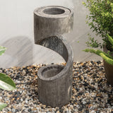 Glitzhome Modern Minimalist Spiral LED Polyresin Outdoor Fountain with Small Planter