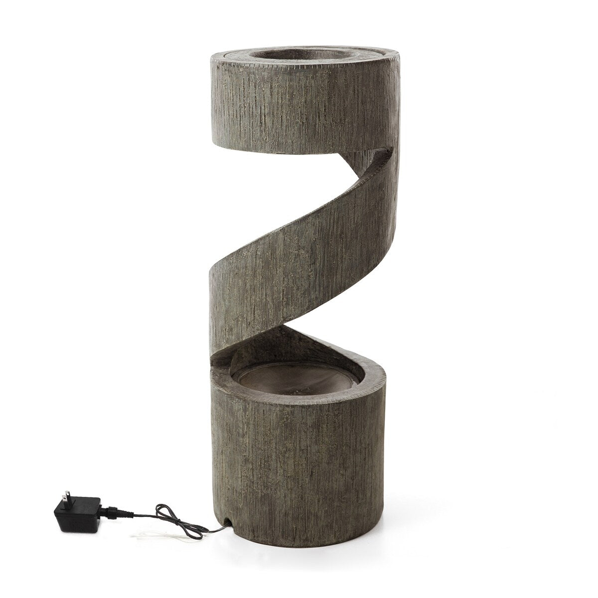 Glitzhome Modern Minimalist Spiral LED Polyresin Outdoor Fountain with Small Planter
