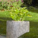 Glitzhome Modern Minimalist Spiral LED Polyresin Outdoor Fountain with Small Planter
