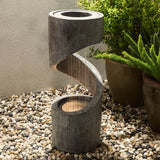 Glitzhome Modern Minimalist Spiral LED Polyresin Outdoor Fountain with Small Planter