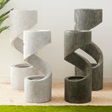 Glitzhome Modern Minimalist Spiral LED Polyresin Outdoor Fountain with Small Planter
