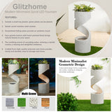 Glitzhome Modern Minimalist Spiral LED Polyresin Outdoor Fountain with Small Planter