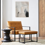 Glitzhome Modern PU Leather Tufted Accent Chair with Ottoman Set