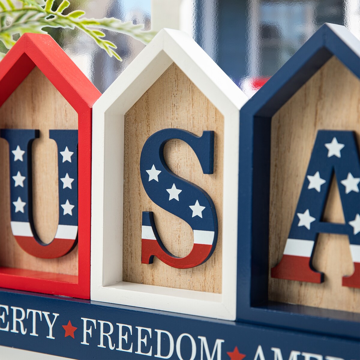 Glitzhome Patriotic Americana Flag USA Table Decor