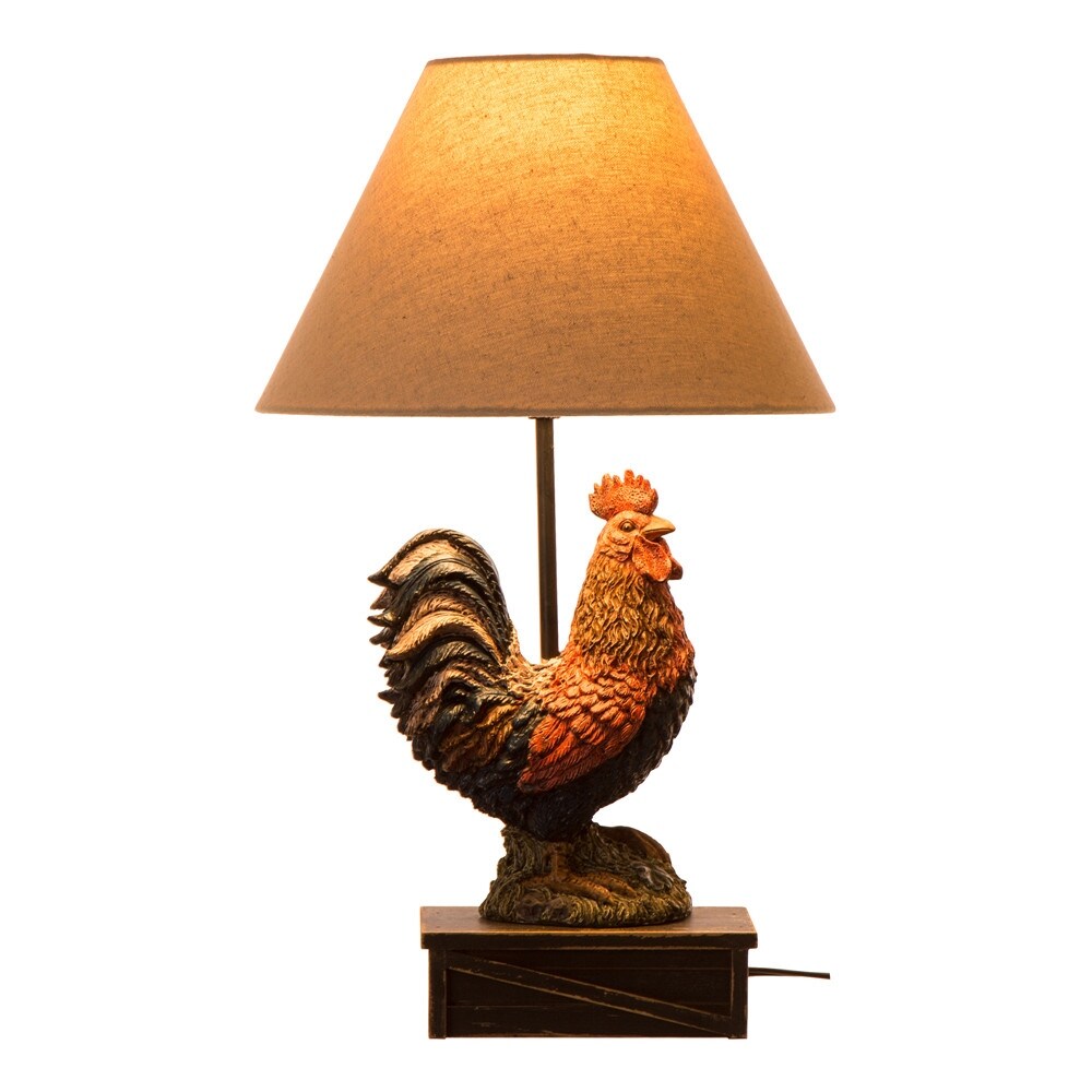 Glitzhome Polyresin Farmhouse Truck or Rooster Table Lamp