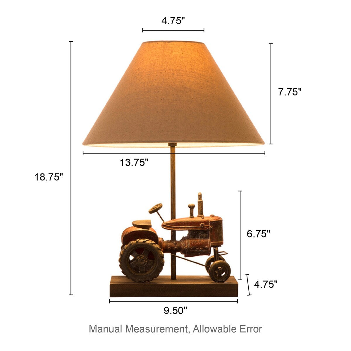 Glitzhome Polyresin Farmhouse Truck or Rooster Table Lamp