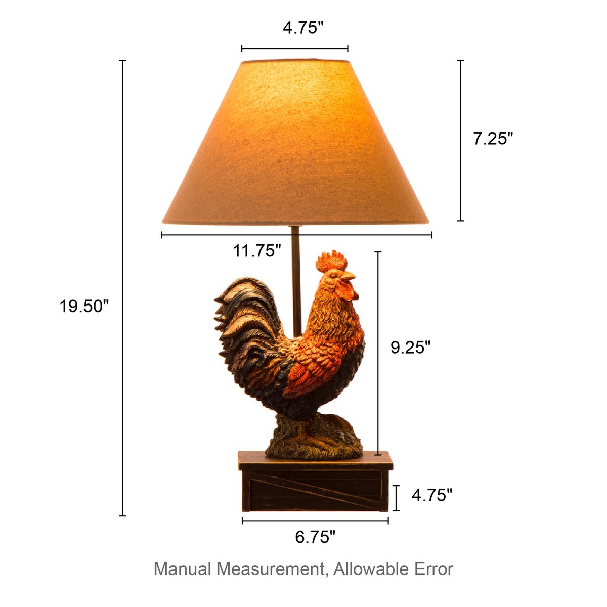 Glitzhome Polyresin Farmhouse Truck or Rooster Table Lamp