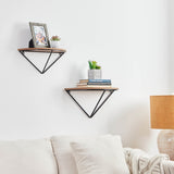 Glitzhome Set of 2 Firwood Metal Farmhouse Half-round Floating Wall Shelf