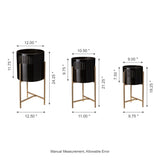 Glitzhome Set of 3 Modern Metal Cachepot Planters with Stands Plant Flower Pot Indoor Outdoor