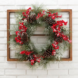Glitzhome Wooden Window Frame with Wreath