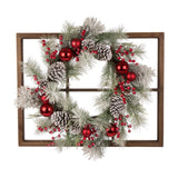 Glitzhome Wooden Window Frame with Wreath
