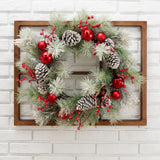 Glitzhome Wooden Window Frame with Wreath